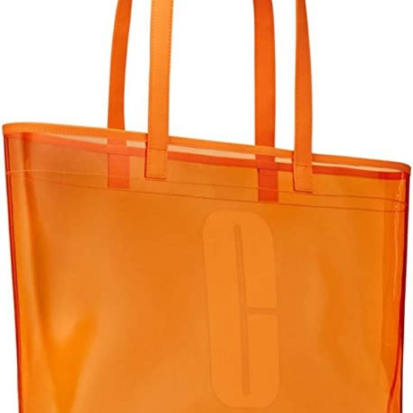 Clinique Handbags - Clinique neon orange clear beach/tote bag